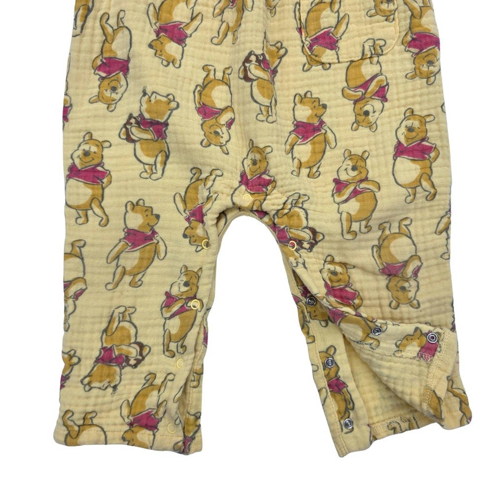 Disney Baby 18 Months Winnie The Pooh Cotton Muslin Overalls Romper Snaps Yellow - Picture 5 of 8